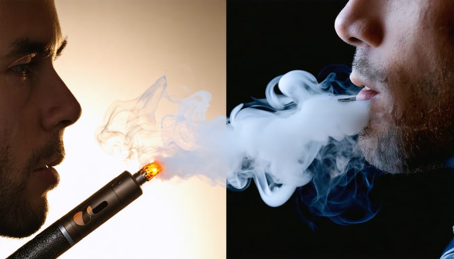 Comparison of correct and incorrect vaping methods with warning indicators